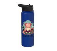 Read O Lotl Funny Cute Axolotl Book Lover Stainless Steel Insulated Water Bottle