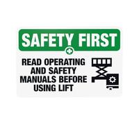 Read Operating And Safety Manuals Before Using Lift Metal Warning Sign with Easy Install for Indoor Outdoor Security, Business Office Home Street Decor 30 x 20 cm