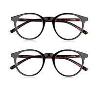 Read Optics 2 Pack 1.0 Glasses for Reading, Mens & Womens Round Ready to Wear Readers, Non Prescription Specs, Shiny Black & Tort (Shiny Black & Tort, +1.5)