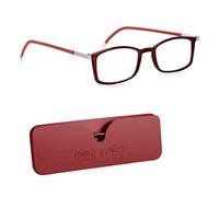 Read Optics Blue Light Glasses Zero Magnification for Computer, Gaming, Digital & TV for Eye Protection, Thin Red Crystal Flat Folding Frames in Stylish Red Case