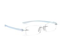Read Optics Reading Glasses 2.0, Non Prescription Eyewear, Rim Free Design in Silver & Blue, Lightweight Stylish Specs