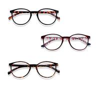 Read Optics Round Reading Glasses for Men and Women in Blue, Red, Black or Brown, Single and 3 Packs Available, Lens Powers +1 to +3.5