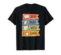 Read Pray Write Share Christian Bible Study Faith Design Value Graphic T-Shirt