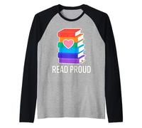 Read Proud Rainbow Book Heart Design Raglan Baseball Tee