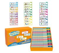 Read & Rhyme Flip Books Set - 30 Word Families Cards with ABC Vocabulary Flashcards, Phonics Games for Kids Ages 4-6, Preschool Kindergarten Learning Activities, Educational Reading Toys