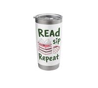 Read Sip Repeat Book Lover Coffee Reader Design Stainless Steel Insulated Tumbler