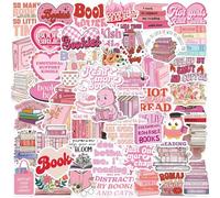 Read Stickers 50 Pcs Funny Cute Bookish Stickers for Laptop Skateboard Scrapbook Computer Water Bottle Luggage Helmet Bike Car,Waterproof Aesthetic Love Reading Book Stickers for Teens Adults Kids