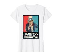 Read The Constitution Patriotic Study The US Constitution Value Graphic T-Shirt, Women, White, L