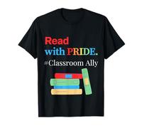 Read With Pride Classroom Ally Teacher LGBTQ Reading Stack T-Shirt