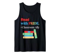 Read With Pride Classroom Ally Teacher LGBTQ Reading Stack Tank Top