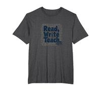 Read, Write, Teach: Inspiring Educators and Book Lovers T-Shirt, Men's Big and Tall, Dark Heather Grey, 3X Tall