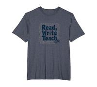 Read, Write, Teach: Inspiring Educators and Book Lovers T-Shirt, Men's Big and Tall, Heather Blue, 3X Tall