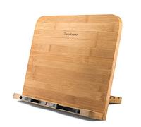 READAEER Folding Portable Reading Stand, Bamboo Bookstand, Cookbook Holder, Multi-Angle and Multi-Functional with 6 Adjustable Heights, Made from Eco-Friendly Materials