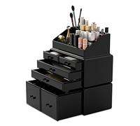 READAEER Makeup Cosmetic Organiser Storage Drawers Display Boxes Case with 6 Drawers, 3 Pieces, Freely Combined and Stacked.