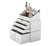 READAEER Makeup Cosmetic Organiser Storage Drawers Display Boxes Case with 6 Drawers, 3 Pieces, Freely Combined and Stacked.