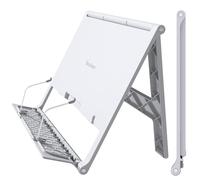 Readaeer Portable Book Stand Free Angle Adjustable Book Holder for Thick Textbook Collapsible Lightweight Book Rest (White)