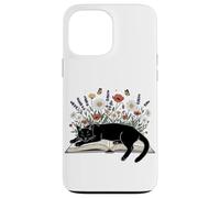 Reader Black Cat Reading Book Floral Book Lover Read Flowers Case for iPhone 13 Pro Max