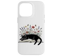 Reader Black Cat Reading Book Floral Book Lover Read Flowers Case for iPhone 14 Pro Max