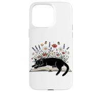 Reader Black Cat Reading Book Floral Book Lover Read Flowers Case for iPhone 15 Pro Max