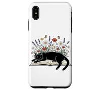 Reader Black Cat Reading Book Floral Book Lover Read Flowers Case for iPhone XS Max