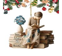 Reader Christmas Decoration, 2D Acrylic Just a Girl Who Loves Books Ornament, 2026 New Upgrade Bookworm Holiday Ornament, Gift for Book Lovers Teachers Student Cozy Home Decoration(E)