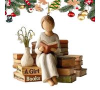 Reader Christmas Decoration, 2D Acrylic Just a Girl Who Loves Books Ornament, 2026 New Upgrade Bookworm Holiday Ornament, Gift for Book Lovers Teachers Student Cozy Home Decoration(F)