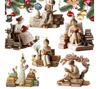Reader Christmas Decoration, 2D Acrylic Just a Girl Who Loves Books Ornament, 2026 New Upgrade Bookworm Holiday Ornament, Gift for Book Lovers Teachers Student Cozy Home Decoration(6pcs)