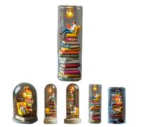 Reader Night Light,2025 New Reader Night Light,Miniature Book Lover Lamp Sculpture with Mini Books and LED Light,Mini Reading Figurine Tiny Bookshelf Library Statue,Gift for Family,Friends,Colleagues