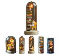 Reader Night Light,2025 New Reader Night Light,Miniature Book Lover Lamp Sculpture with Mini Books and LED Light,Mini Reading Figurine Tiny Bookshelf Library Statue,Gift for Family,Friends,Colleagues