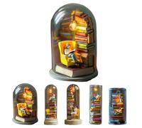 Reader Night Light,2025 New Reader Night Light,Miniature Book Lover Lamp Sculpture with Mini Books and LED Light,Mini Reading Figurine Tiny Bookshelf Library Statue,Gift for Family,Friends,Colleagues