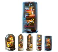 Reader Night Light,2025 New Reader Night Light,Miniature Book Lover Lamp Sculpture with Mini Books and LED Light,Mini Reading Figurine Tiny Bookshelf Library Statue,Gift for Family,Friends,Colleagues