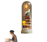 Reader Night Light, Book Lamp Booklight Heart Lamp, Miniature Book Lover Sculpture with LED Light, Lighting Decorations for Living Room, Bedside Desk, Gift for Family Friends Colleagues (#E)