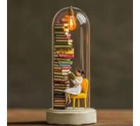 Reader Night Light,Eye-Caring Book Light,LED Resin Stained Stacked Books Lamp,Glass Dome Lamp for Reading Nook,Your Late-Night Reading Lamp,Glass Dome Book Nook Lamp,Gift for Book Lovers