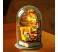 Reader Night Light, LED Resin Stained Stacked Books Lamp, 3D Mini Reading Nook Book Light Sculptures for Readers, Christmas Gifts for Desktop Xmas Home Decor (A)