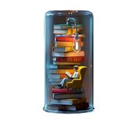 Reader Night Light, Stacked Books in Glass Dome with Light, Miniature Book Lover Sculpture Lamp 3D Effect, Mini Reading Figurine Bookshelf Library Sculpture, Home Decor Book Lovers Gifts (Style E)