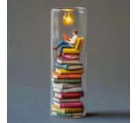 Reader Night Light, Tiny Bookshelf Library Statue Light for Desktop Decoration Lamp, Your Late-Night Reading Lamp, Cute Dome Decor Gifts for Book Lovers & Bedroom Ambience