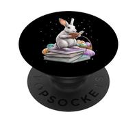 Reader Reading Rabbit Eggs Bunny Ears Cute Spring PopSockets Adhesive PopGrip