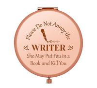 Reader Writer Gifts Travel Compact Pocket Makeup Mirror Writing Lover Gift for Friends Folding Makeup Mirror Author Gift for Girls Thank You Gift for Author Novelist Gift Retirement Gift for Writer