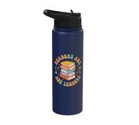 Readers are Leaders Reading Book Lovers Retro Groovy Teacher Stainless Steel Insulated Water Bottle