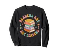 Readers are Leaders Reading Book Lovers Retro Groovy Teacher Sweatshirt