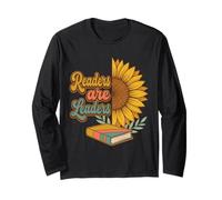 Readers are Leaders Reading Book Lovers Sunflower Teacher Long Sleeve T-Shirt