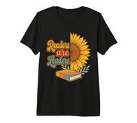 Readers are Leaders Reading Book Lovers Sunflower Teacher Premium T-Shirt