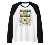 Readers are Leaders Reading Book Lovers Teacher Rainbow Kids Raglan Baseball Tee