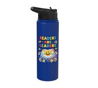 Readers are Leaders Reading Book Lovers Teacher Rainbow Kids Stainless Steel Insulated Water Bottle