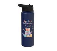Readers are Leaders Reading Book Lovers Teacher Student Kids Stainless Steel Insulated Water Bottle