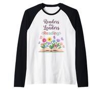 Readers are Leaders Reading Book Lovers Teacher Women Kids Raglan Baseball Tee