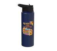 Readers are Leaders Reading Book Lovers Teacher Women Kids Stainless Steel Insulated Water Bottle
