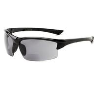 Readers.com The Foster Bifocal Sun Reader +2.50 Glossy Black with Smoke Unisex Sport & Wrap-Around Reading Sunglasses