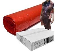 Readi 5 Rolls, 1000 Protect Red Disposable Aprons Maintenance Cleaning Workshop - 200 Aprons Per Roll