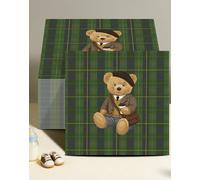 READIGO 50PCS Vintage Plaid Teddy Bear Party Napkins, Classic Preppy Bear Disposable Paper Napkins for Baby Shower, Birthday